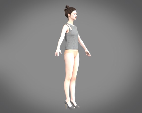3D Girls Pieces cut out racer neck vest tops model - TurboSquid 1997902