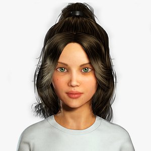 Realistic Toon Girl Rigged 3D model