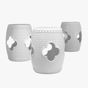 Kathy Kuo home gaoi global bazaar floral porcelain stool 3D model