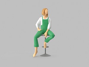 3D model Colored Low Poly Girl Sitting