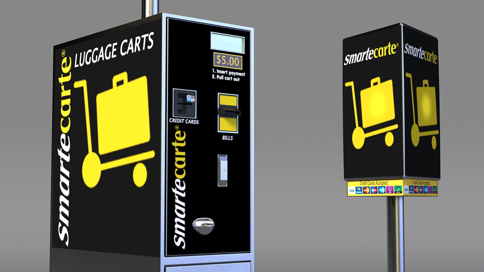 3D Airport Luggage Cart Management Unit Smartecarte Model TurboSquid