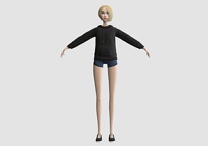 3D casual blond woman model