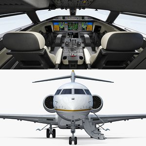 Bombardier Global 7500 Rigged Largest Business Jet with cockpit and interior model