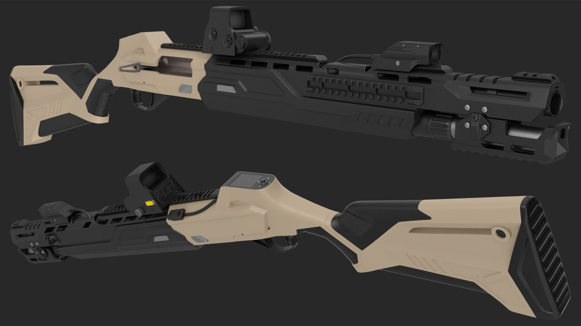 Modern Shotgun 3D https://p.turbosquid.com/ts-thumb/qX/KrbgmC/1h/modernshotgunc4dmodel010/jpg/1708979839/1920x1080/fit_q87/782a7320ae9cc0fecf4ad6a758d8ef61f5dbbe52/modernshotgunc4dmodel010.jpg