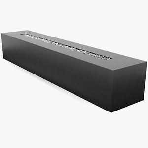Gas Fire Pit Rectangular Marble Black No Fire