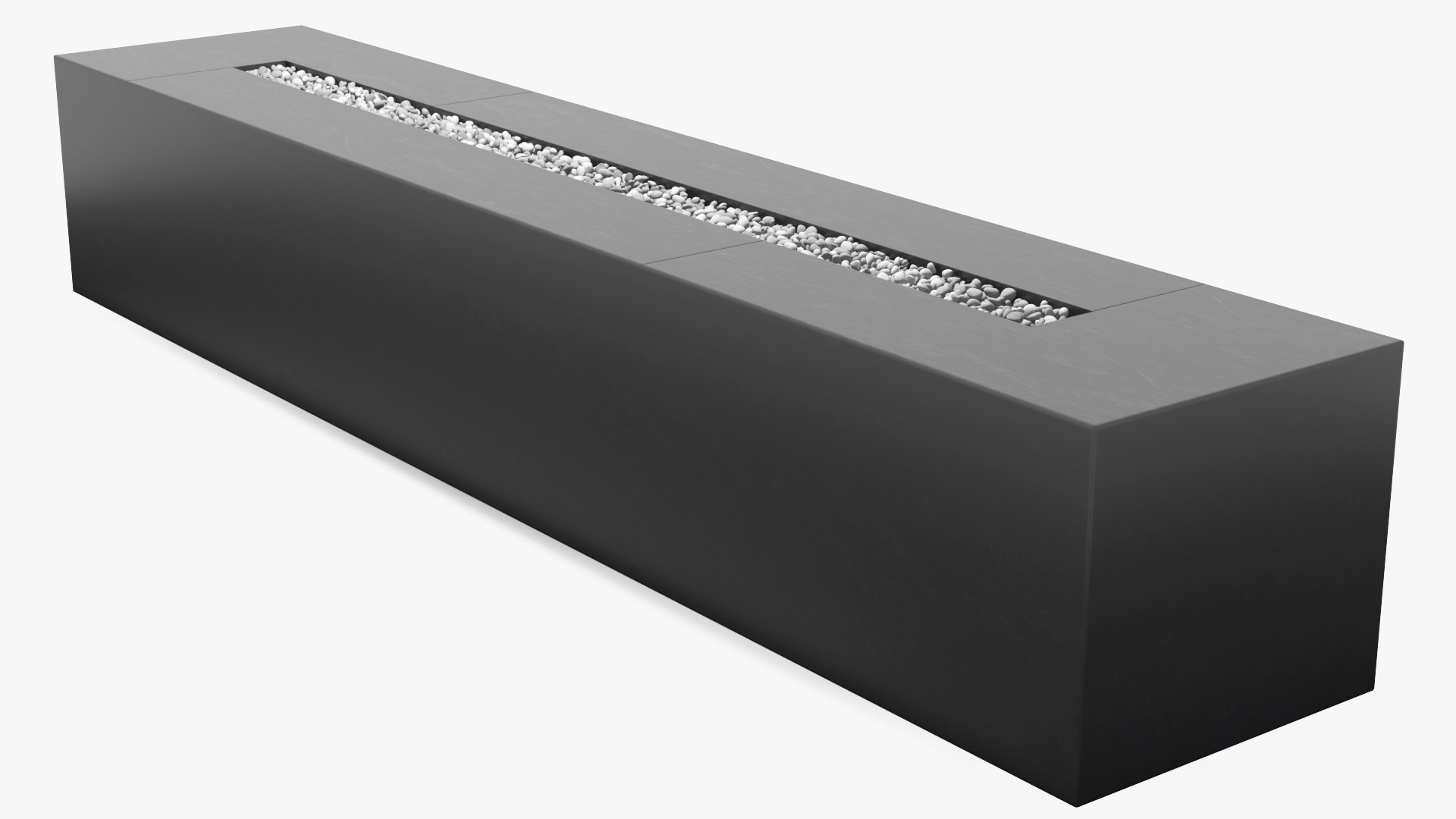 Gas Fire Pit Rectangular Marble Black No Fire 3D model preview