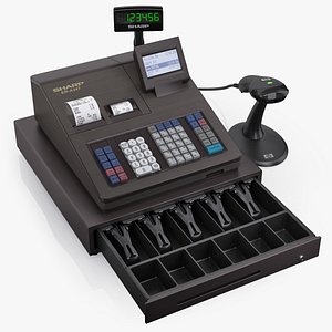 3d model cash register sharp er-a347