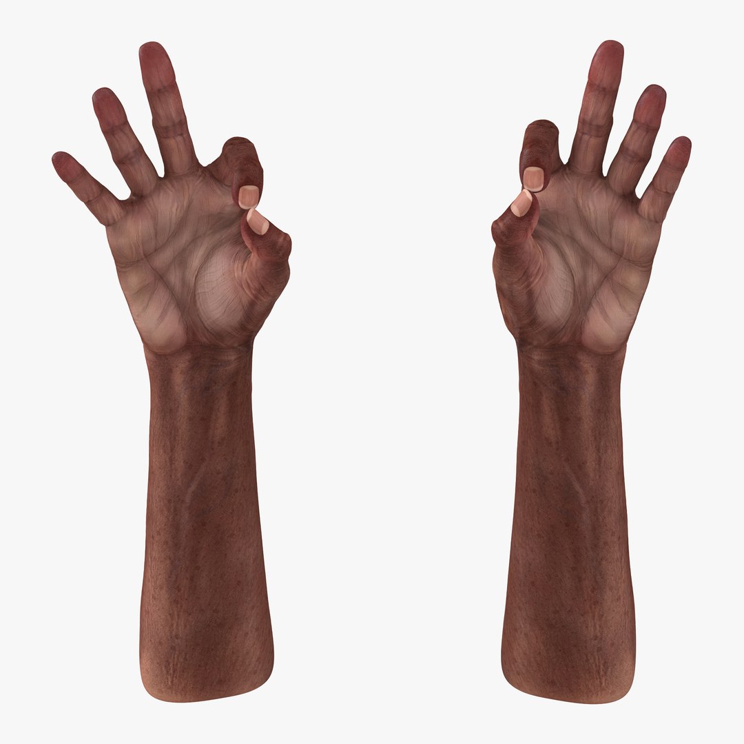 Old African Man Hands 2 Pose 5 3D Model 3D model preview