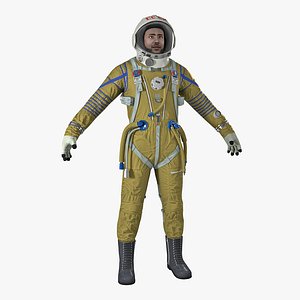 USSR Astronaut Wearing Space Suit Strizh with SK-1 Helmet 3D Model