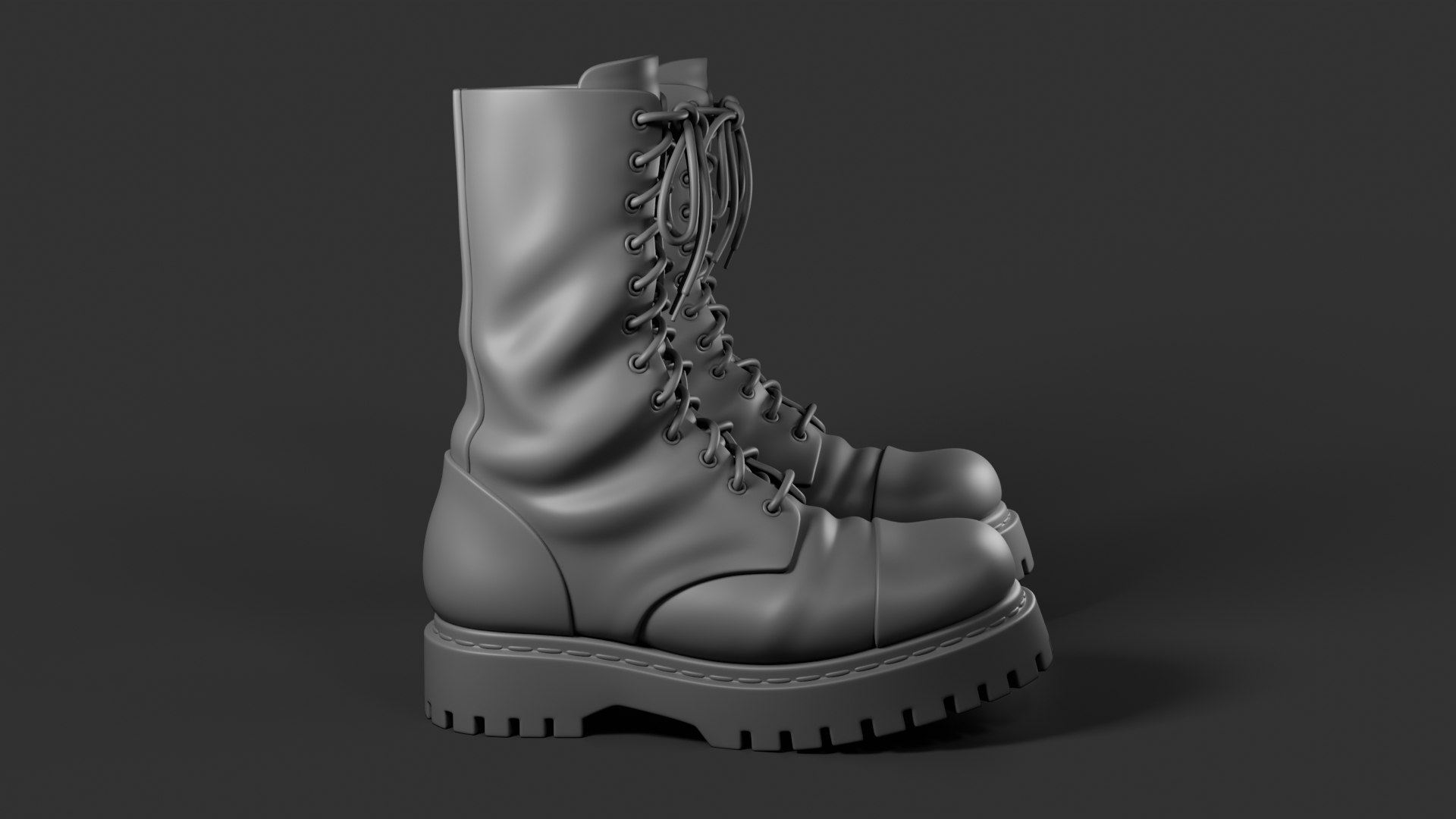 3D Lace Up Boots No Textures Model - TurboSquid 2428271