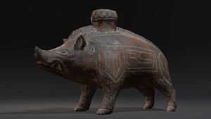 Boar vessel 600-500BC Etruscan Ceramic 3D model