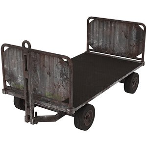 Baggage Cart 1 Rusty Lowpoly