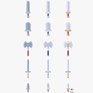 Cartoon Medieval melee weapons ultimate pack for games kit Low-poly 3D model