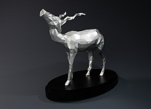 Low Poly Springbok Statue 3D model