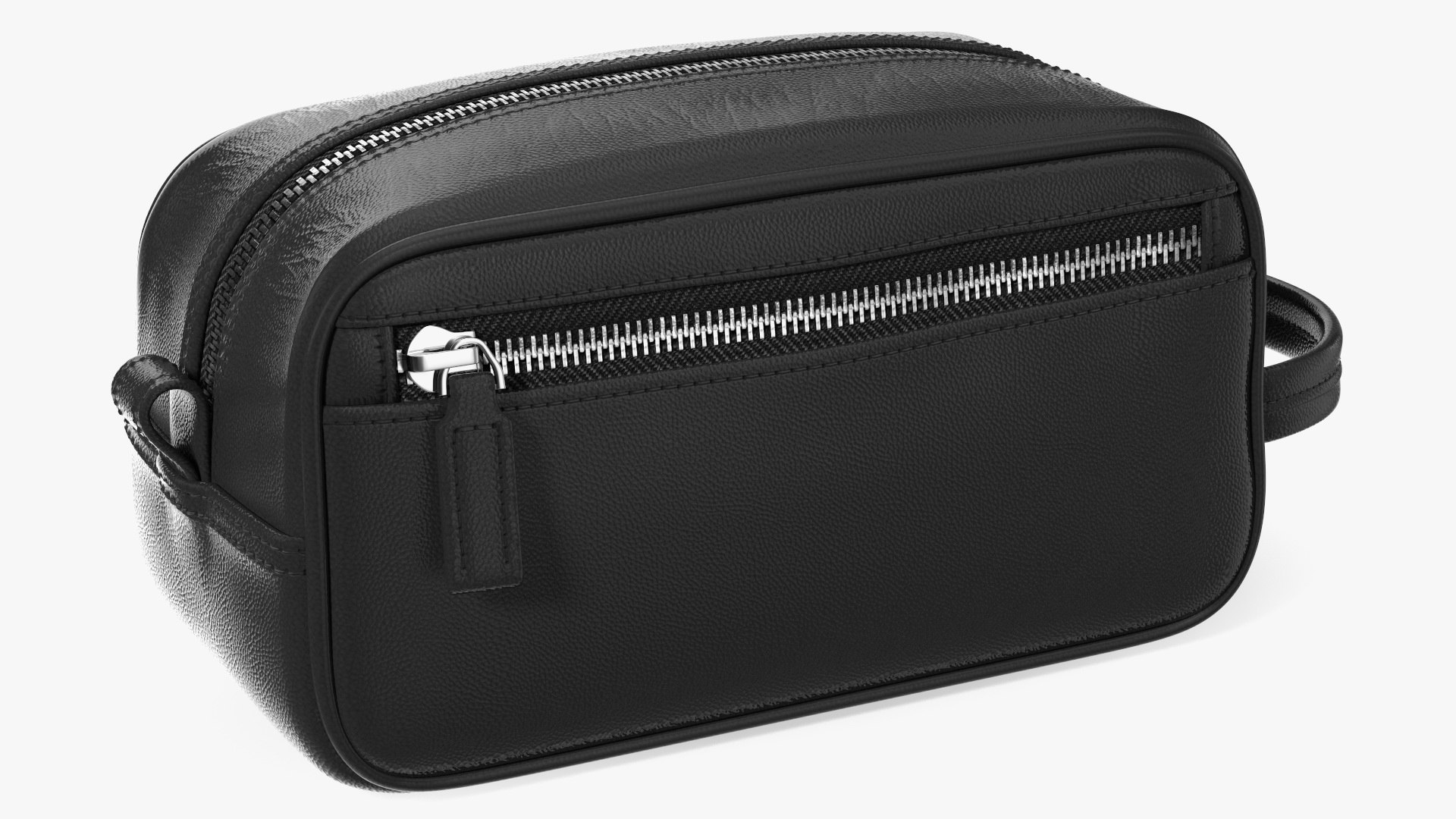 Leather Cosmetic Bag Closed Black 3D model preview