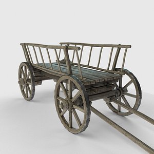 3D model old wooden cart