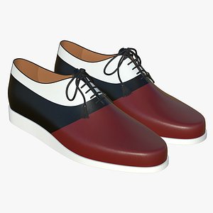 3D model Leather Lace Up Shoes V12