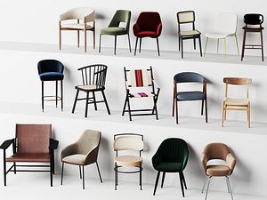 Modern Nordic Dining Chairs Lounge Armstools Set