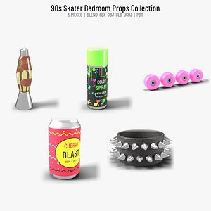 90s Skater Bedroom Props Collection - 5 Pieces (Lava Lamp, Spray Can, Wheels)