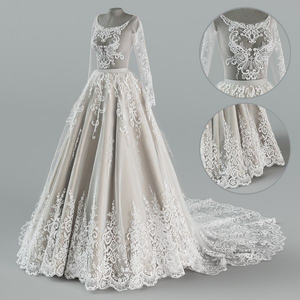 modèle 3D de Robe de mariée avec traîne - TurboSquid 2552600