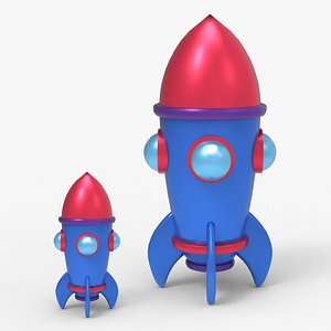 Cartoon Retro Space Rocket 3D model