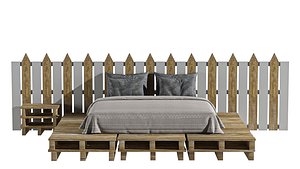 3D Wood Pallet Bed model