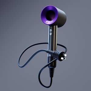 3D Model of Dyson - like Hair Dryer Accurately Replicating Appearance and Structure to Meet Renderi