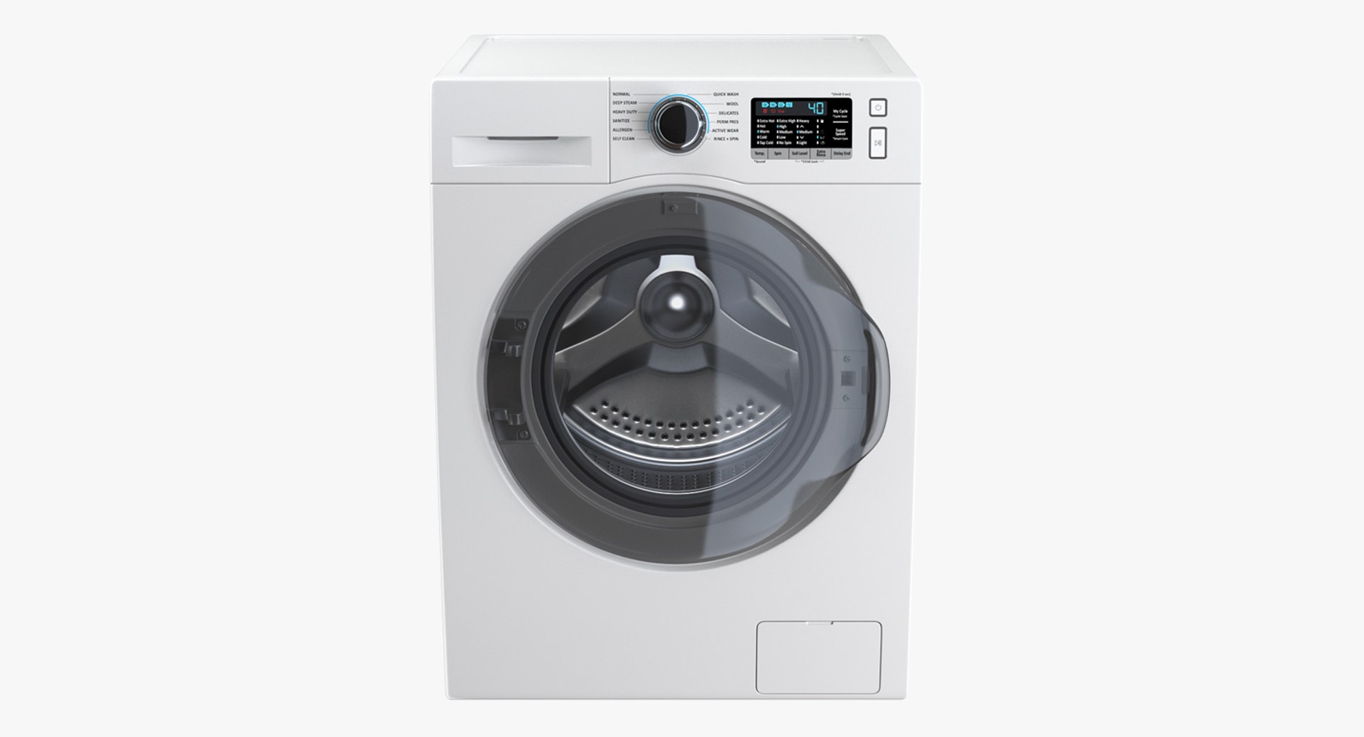 Front Load Washing Machine White 3D model preview