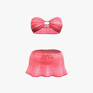 3D Bandeau Top With Skirt