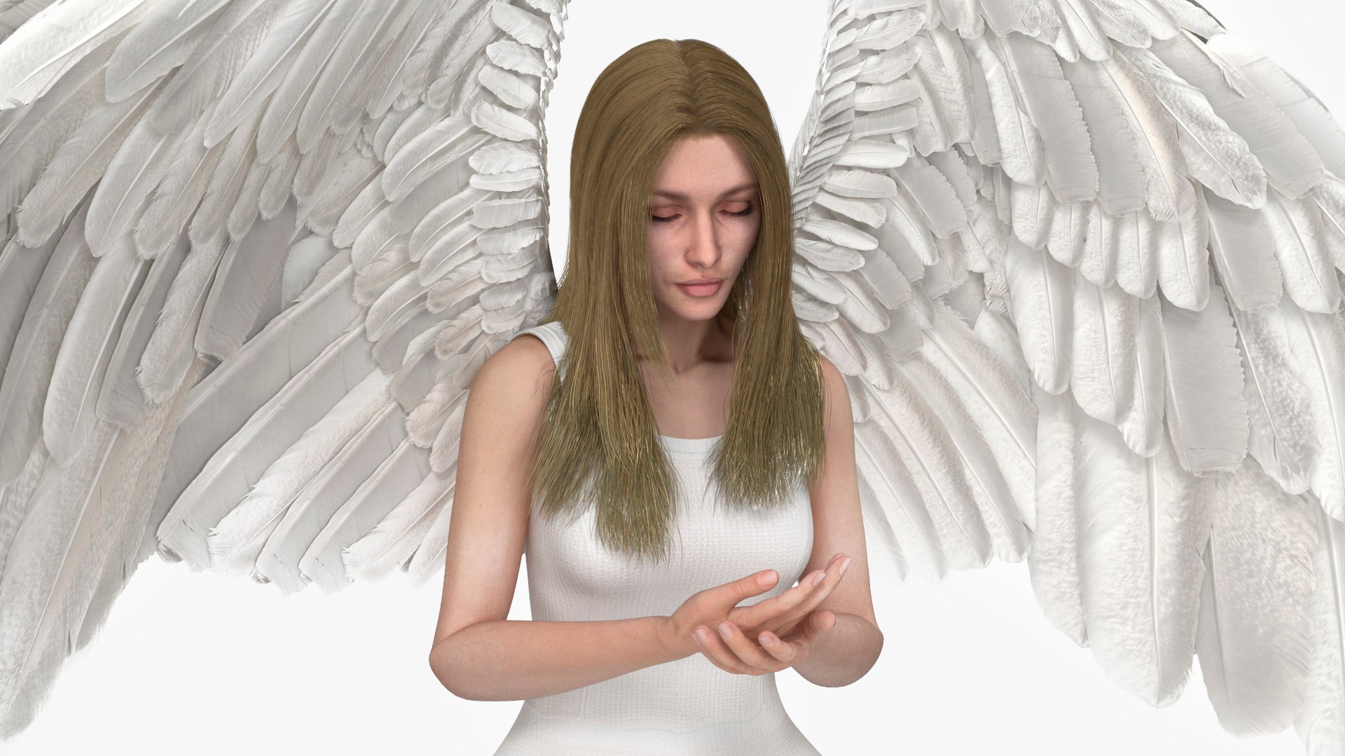 Blonde Girl Angel Praying 3D model preview