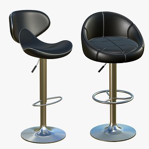 Stool Realistic Leather Classic 3D