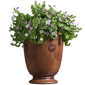A flower bed in a classic vase pot flowerpot for decoration model