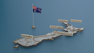 New Zealand detailed Map with Animated Flag
