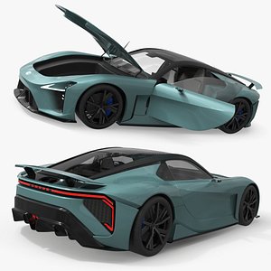 Lexus Sport Concept Car Vehicle Turquoise Rigged for Cinema 4D model