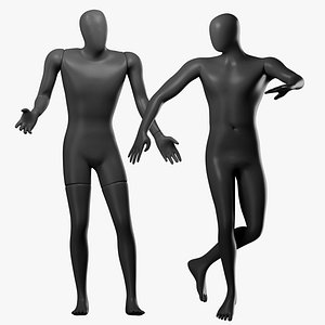 3D model Black Rigged Simple and Sport Men Mannequins