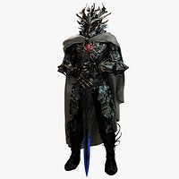 Legendary Dragon Armor Rigged Fantasy Warrior AAA PBR 3D Model Sword