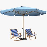 Detailed Patio Beach Umbrella With Chair