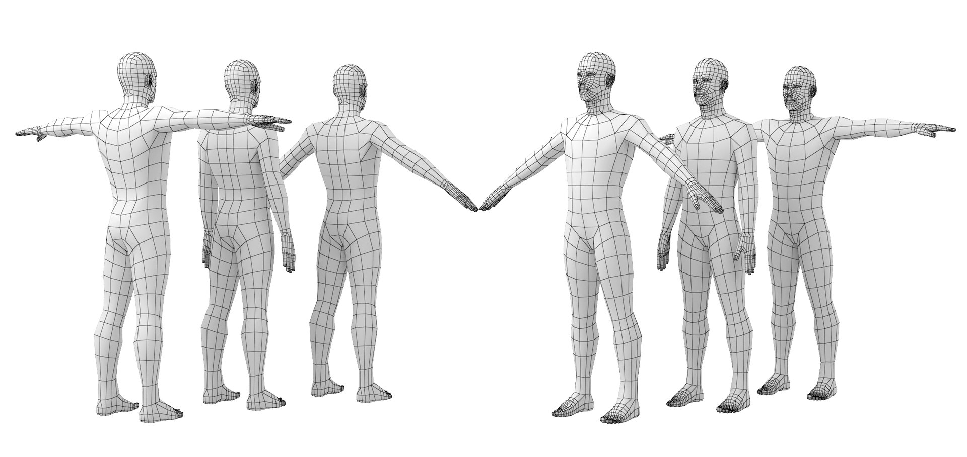 3D Natural Male In 3 Modeling Poses Base Mesh - TurboSquid 2209817