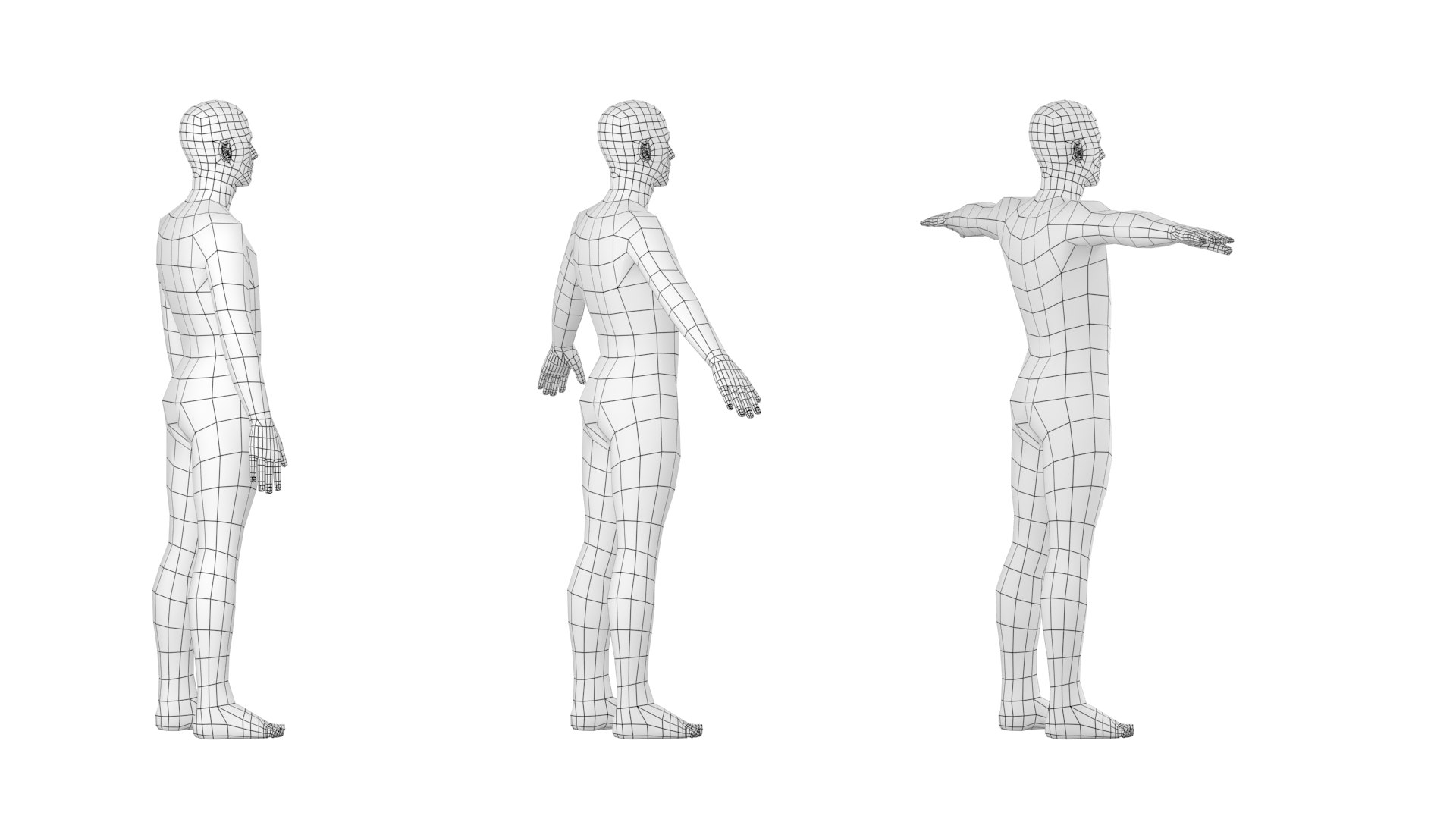 3D Natural Male In 3 Modeling Poses Base Mesh - TurboSquid 2209817
