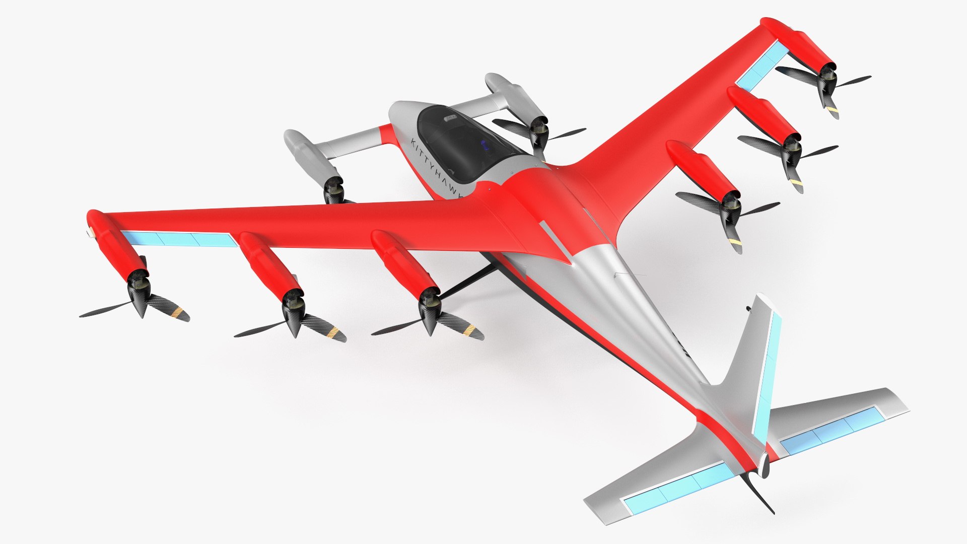 Kittyhawk Self Flying Taxi Red Rigged 3D model preview