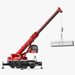3D Compact Mobile Crane With Load Rigged