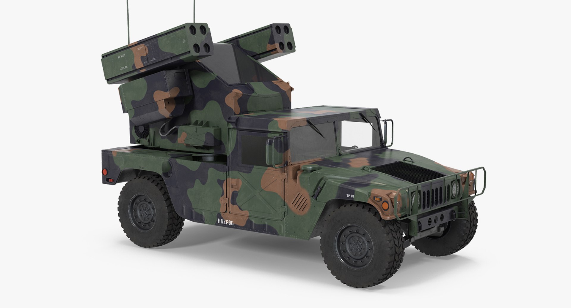 HMMWV M998 Equipped with Avenger Simple Interior Camo 3D model preview