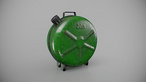Old Soviet fuel canister green color Low-poly 3D model