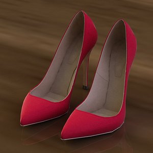 3D red pointy-pumps heel model