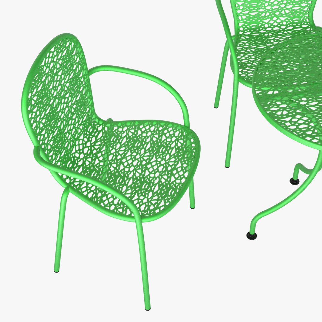 Photoreal Steel Mesh Table Chair Max