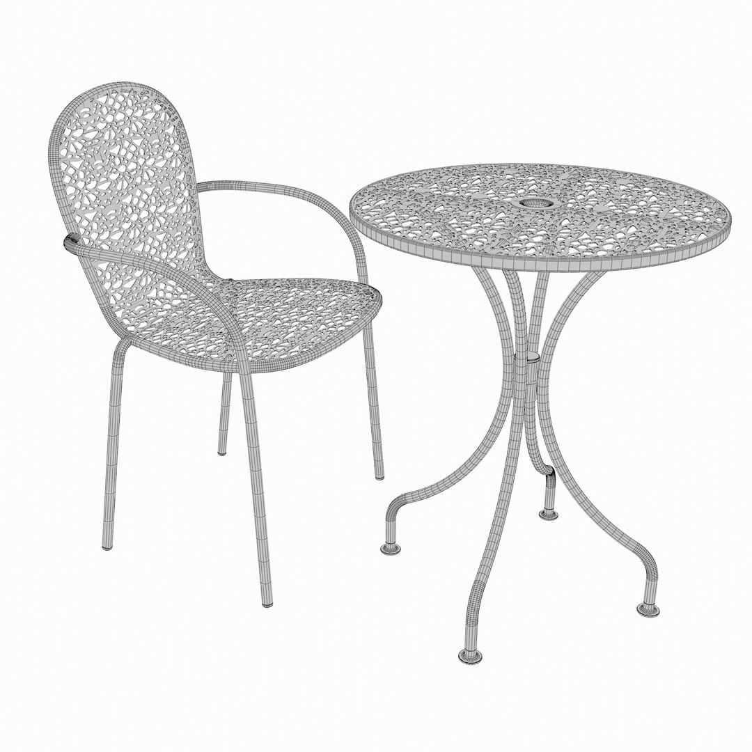 Photoreal Steel Mesh Table Chair Max