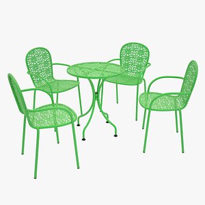 photoreal steel mesh table chair max