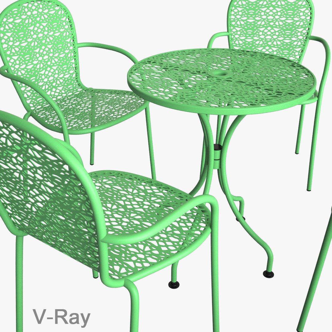 Photoreal Steel Mesh Table Chair Max