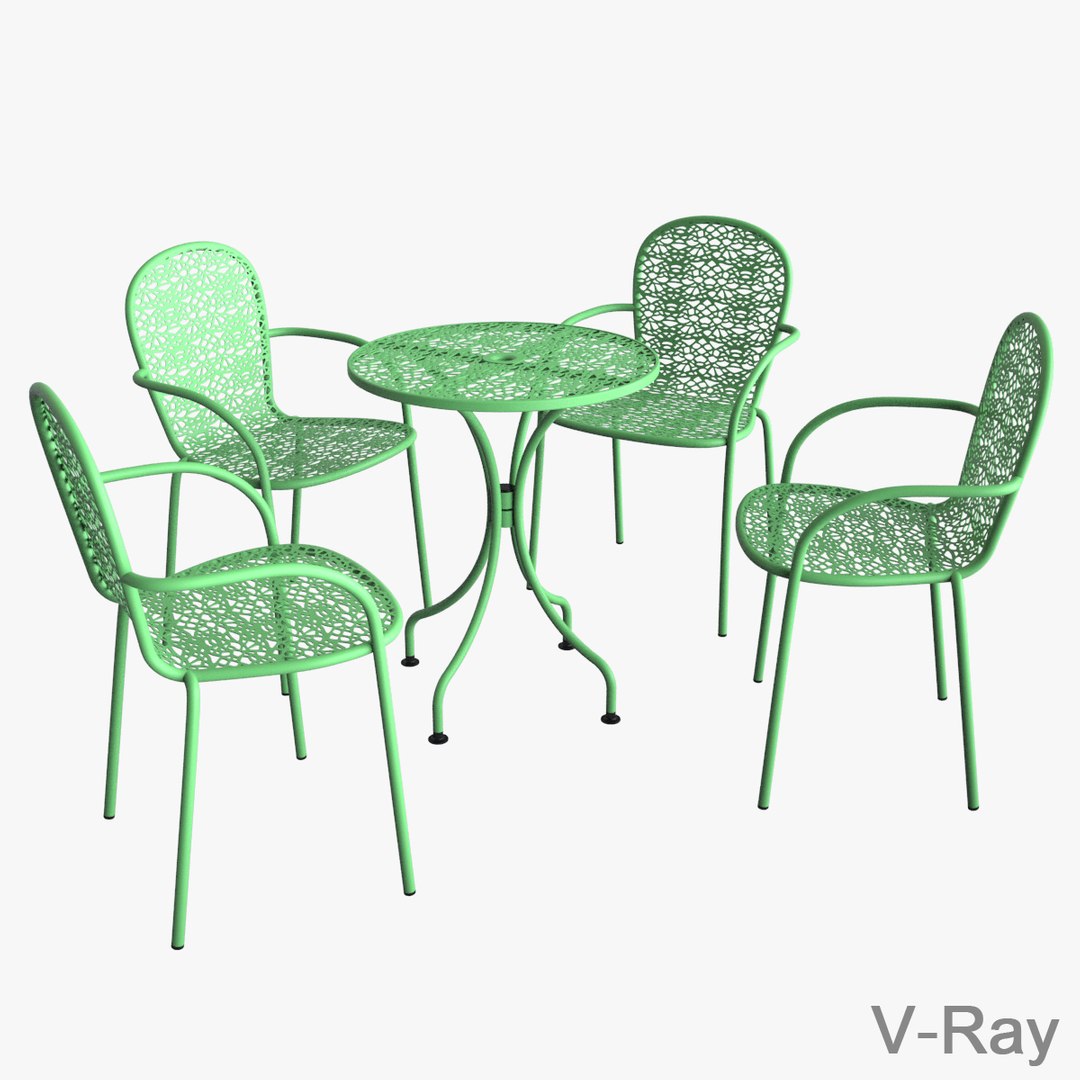 Photoreal Steel Mesh Table Chair Max