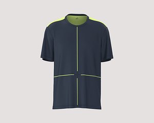 Mens activewear t-shirt neon green piping detailing model
